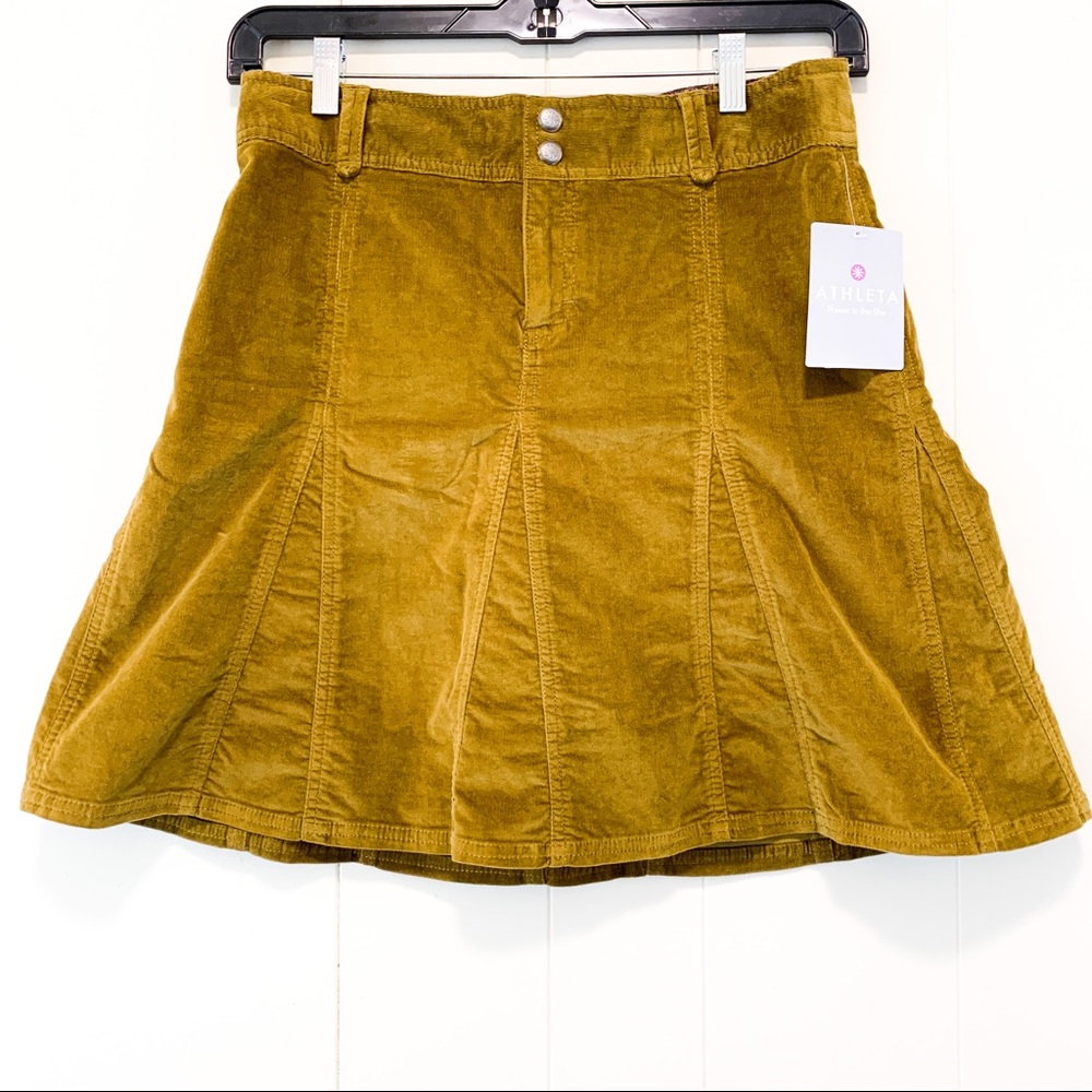 NWT Athleta Whenever Cord Gold Skirt Size 6